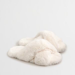 J. Crew Fuzzy Criss-Cross Slip On Slippers